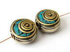 Brass Oval disc shape nepal beads - 2 beads - BD070