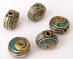 Brass Oval disc shape nepal beads - 2 beads - BD070