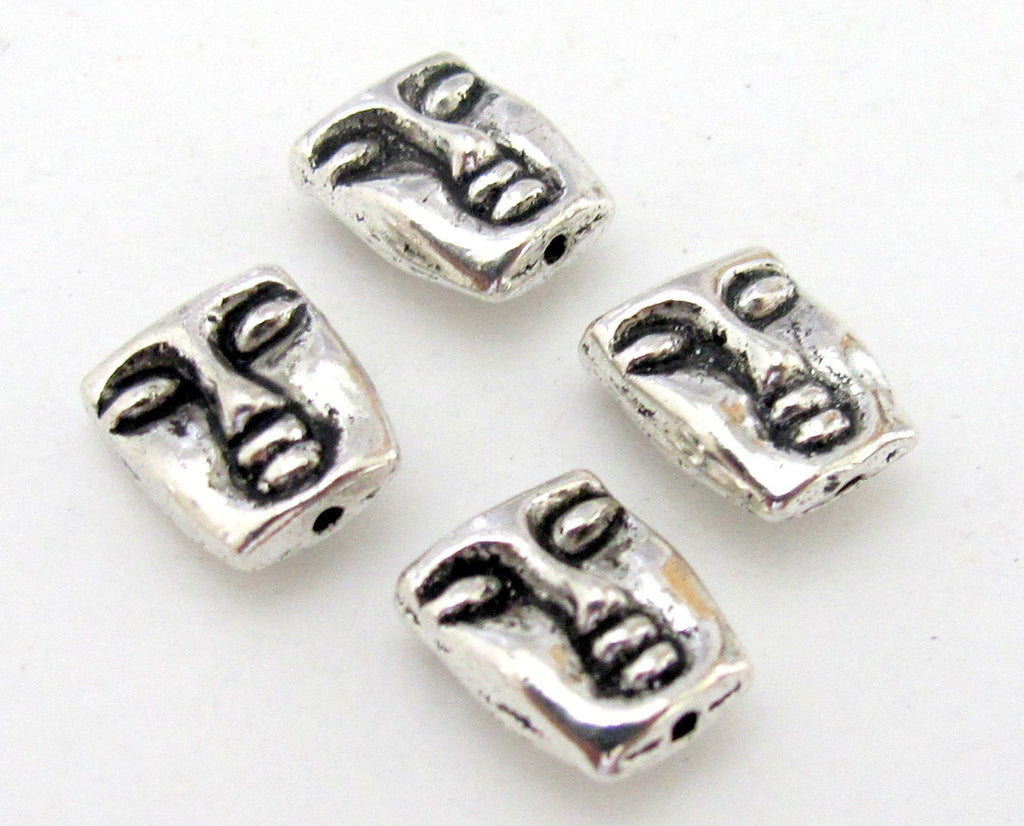 Tribal design metal beads dual sided - 4 bead set - 12 mm - BD667