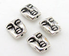 Tribal design metal beads dual sided - 4 bead set - 12 mm - BD667