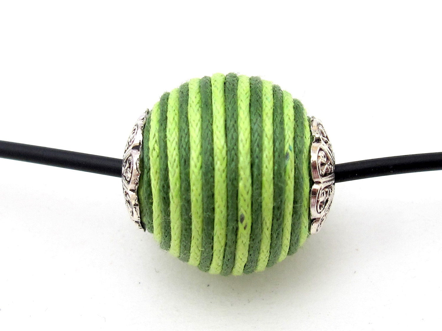 Lime green capped beads - 2 beads set - BD196