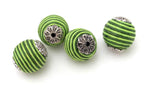 Lime green capped beads - 2 beads set - BD196