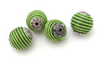 Lime green capped beads - 2 beads set - BD196