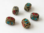 Nepal cuboid brass Beads - 2 beads-BD049
