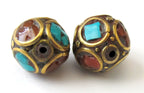 Nepalese oval brass beads - 1 bead - BD053
