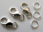 Sterling silver stamped small size lobster clasp - set of 3 clasps - BD220