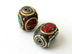 Nepal cuboid brass Beads - 2 beads-BD049