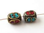 Nepal cuboid brass Beads - 2 beads-BD049