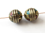 Nepal oval shape brass beads - 2 beads-BD050