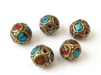 Nepalese oval brass beads - 1 bead - BD053