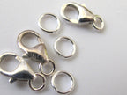 Sterling silver stamped small size lobster clasp - set of 3 clasps - BD220