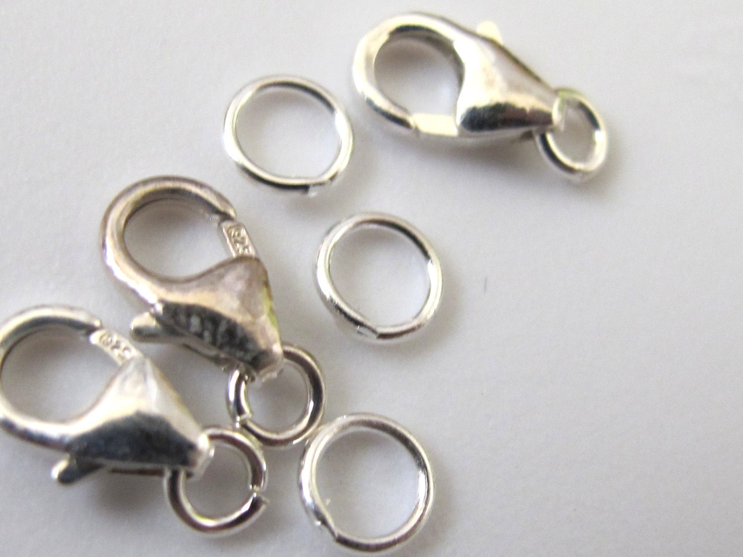 Sterling silver stamped small size lobster clasp - set of 3 clasps - BD220