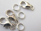 Sterling silver stamped small size lobster clasp - set of 3 clasps - BD220