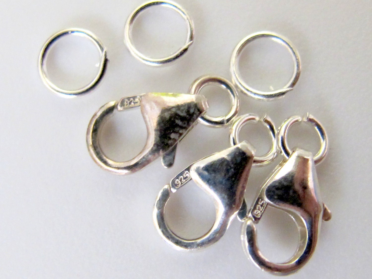 Sterling silver stamped small size lobster clasp - set of 3 clasps - BD220