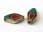 2 beads - Beautiful Kite shape brass beads from Nepal - BD067
