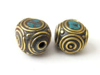 2 pieces - Beautiful cuboid Concentric circles design nepal Brass Beads - BD068