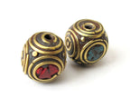 2 pieces - Beautiful cuboid Concentric circles design nepal Brass Beads - BD068