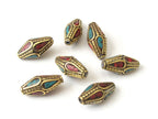 2 beads - Nepal beads ethnic nepalese Tibetan bicone shape focal Nepal Beads - BD074