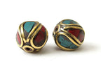 Nepalese unique shaped brass beads - 2 beads - BD075