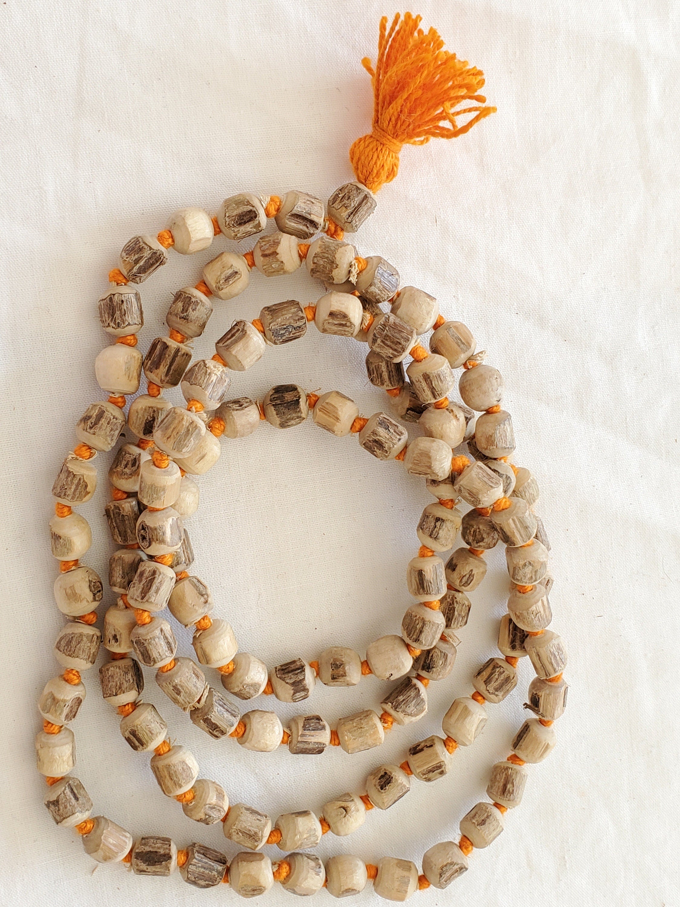 108 Tulsi Beads strand - Natural Tulsi wood mala beads light weight from Nepal- 1 strand knotted -mala making supplies nepalbeadshop -ML048K