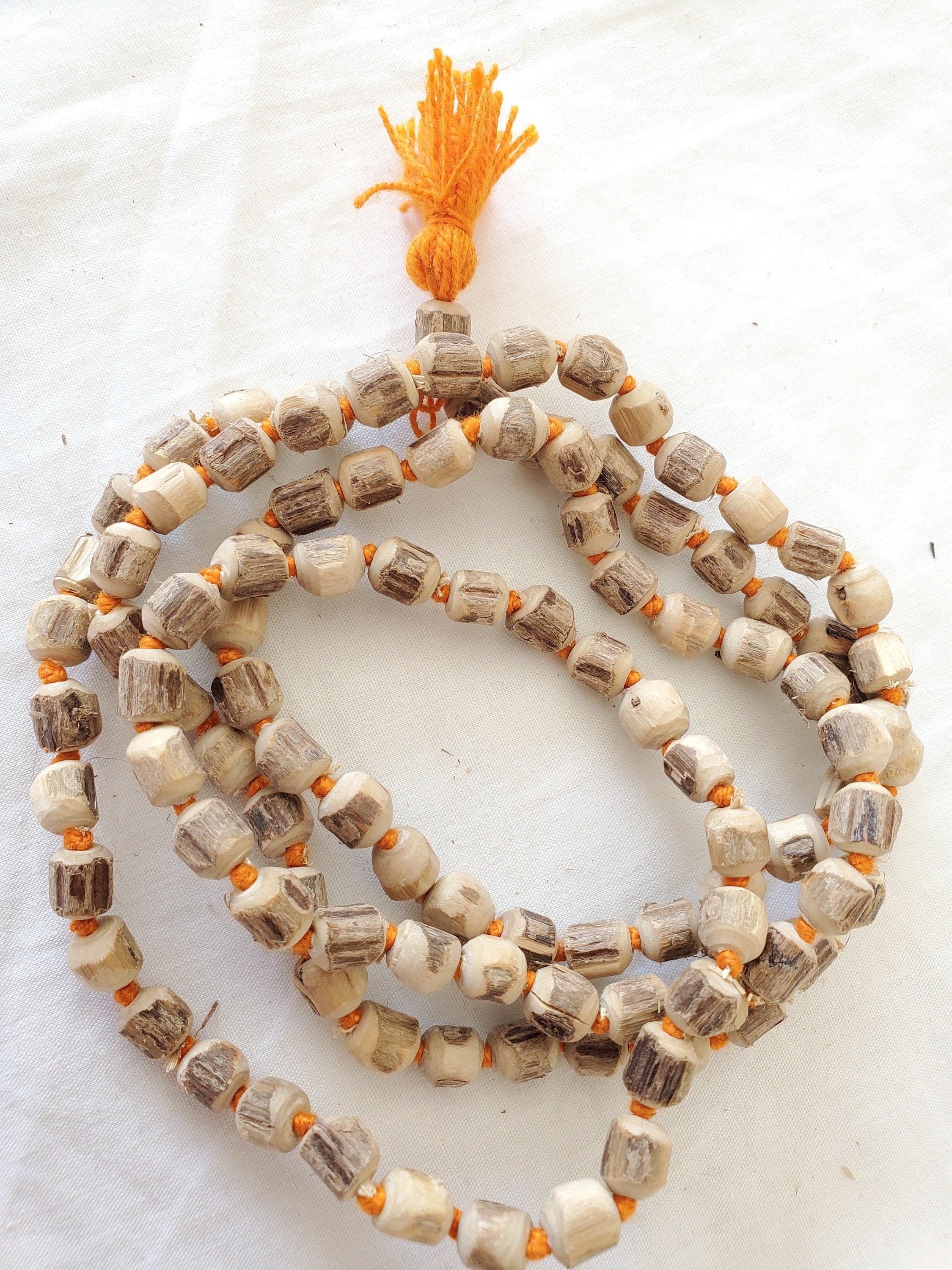 108 Tulsi Beads strand - Natural Tulsi wood mala beads light weight from Nepal- 1 strand knotted -mala making supplies nepalbeadshop -ML048K