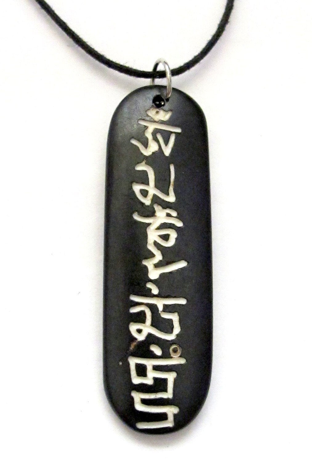 Bone pendant carved with Om mani padme hum - PB003