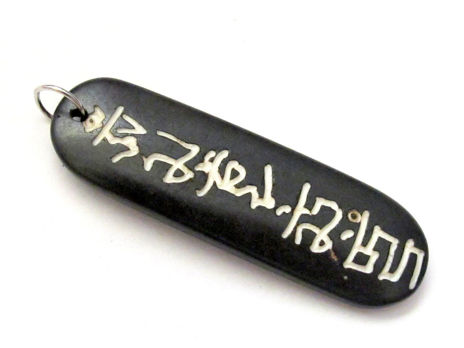 Bone pendant carved with Om mani padme hum - PB003