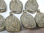 1 Pendant - Tibetan dual tone gold silver color Buddha face pendant with reverse side floral carving from Nepal - PM597B