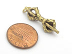 1 Pendant - Small size Tibetan vajra dorje solid brass charm pendant from Nepal - CP109