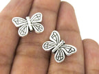8 Beads - Beautiful butterfly antiqued silver toned metal beads - BD916