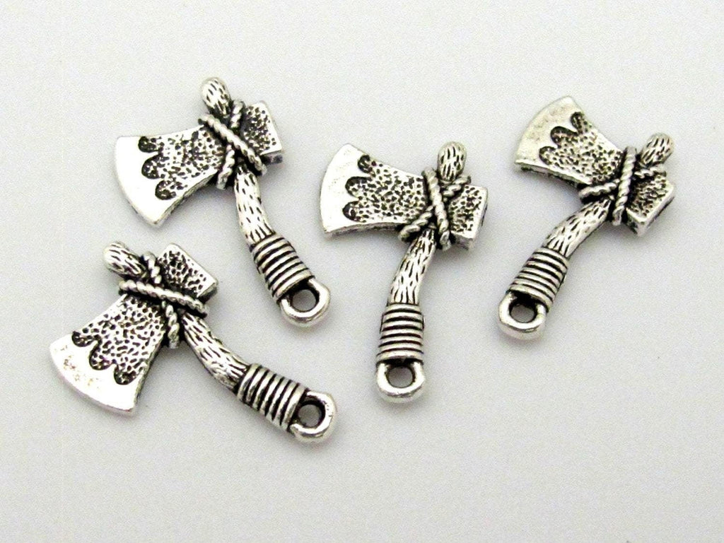 8 charms - Axe shape charms antiqued silver tone plated - CM094