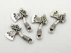 8 charms - Axe shape charms antiqued silver tone plated - CM094