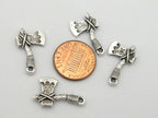 8 charms - Axe shape charms antiqued silver tone plated - CM094