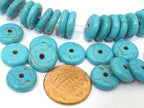 10 Beads - Blue color howlite rondelle flat disc beads 12 mm size - GM381