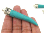 1 Pendant - Beautiful turquoise tusk pendant from Nepal - PM370