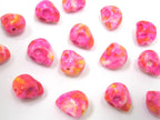4 Beads - Pink color dyed jade small skull beads - GM373B