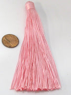 1 Piece - Long Light pink silk tassel charm supplies - 120 mm long - BD867