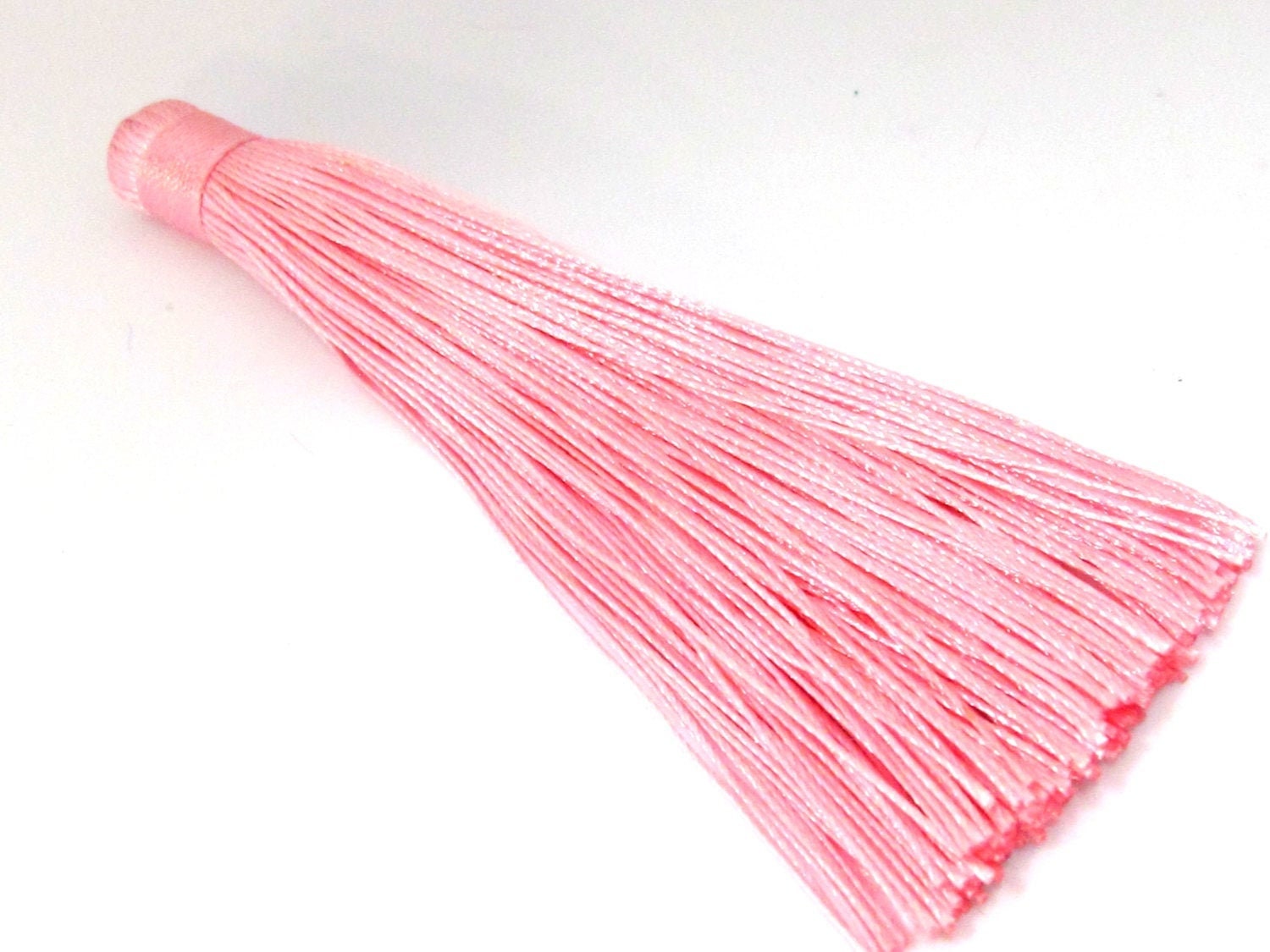 1 Piece - Long Light pink silk tassel charm supplies - 120 mm long - BD867
