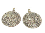 1 pendant - Gorgeous Tibetan elephant pendant antiqued silver color finish with reverse side carvings - PM351C