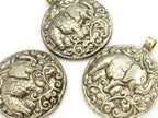 1 pendant - Gorgeous Tibetan elephant pendant antiqued silver color finish with reverse side carvings - PM351C