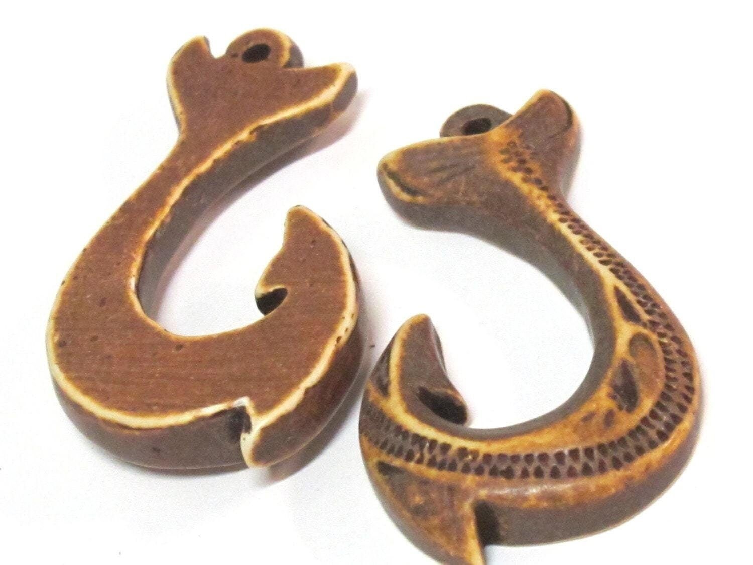 1 Pendant - Large fish hook design shape resin pendant - PB113