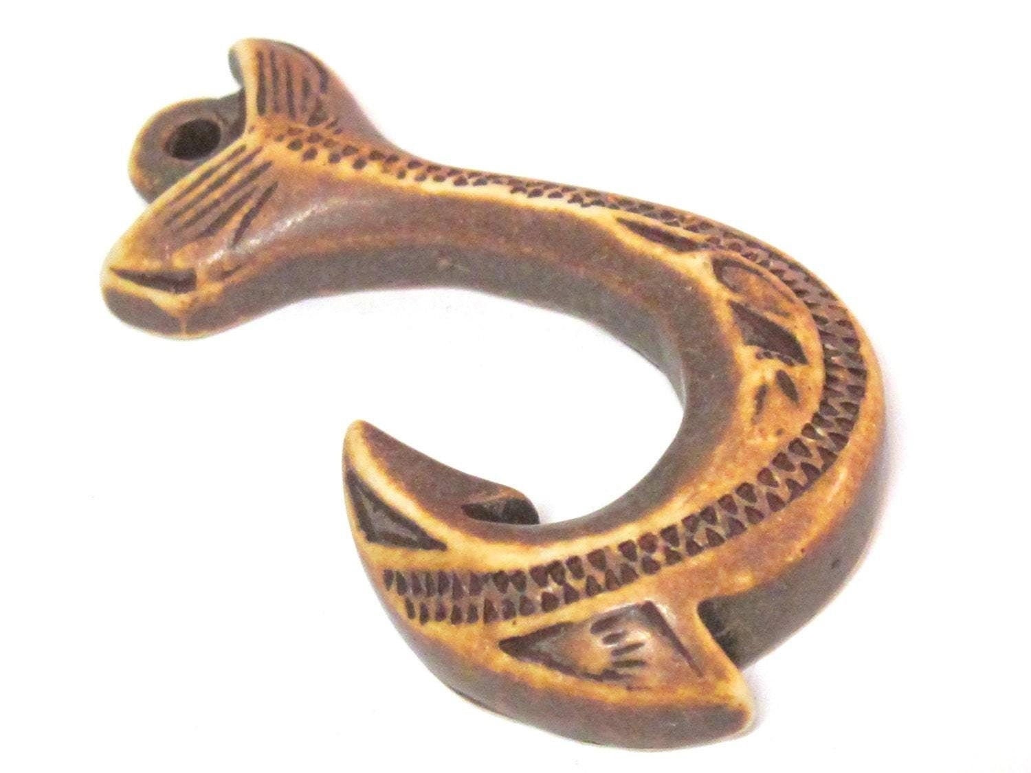 1 Pendant - Large fish hook design shape resin pendant - PB113