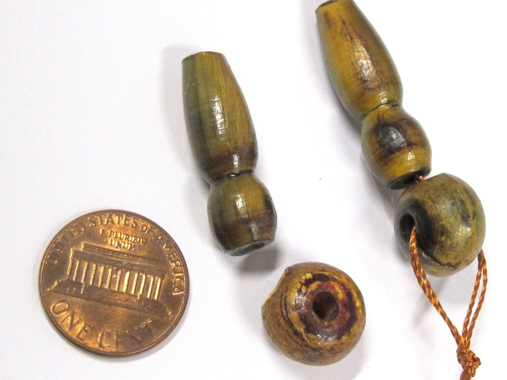 1 Guru bead - Carved recycled cattle horn bone bead - Tibetan Guru bead with column bead Set - ML028D