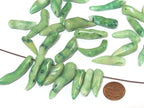 5 pieces - Irregular shape dyed green color branch bamboo coral sticks beads top side hole drilled approx 25 mm to 39 mm long - GM151B