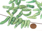 5 pieces - Irregular shape dyed green color branch bamboo coral sticks beads top side hole drilled approx 25 mm to 39 mm long - GM151B