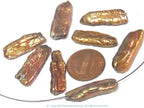 10 Beads - Natural freshwater Biwa cultured pearl sticks golden mustard yellow champagne color - PL006T