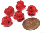 2 beads - Laughing smiling Buddha beads carved lacquerware synthetic cinnabar beads small size - BD949