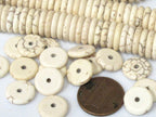 20 Beads - White cream color howlite rondelle flat disc heishi rondelle beads 12 mm size - GM437