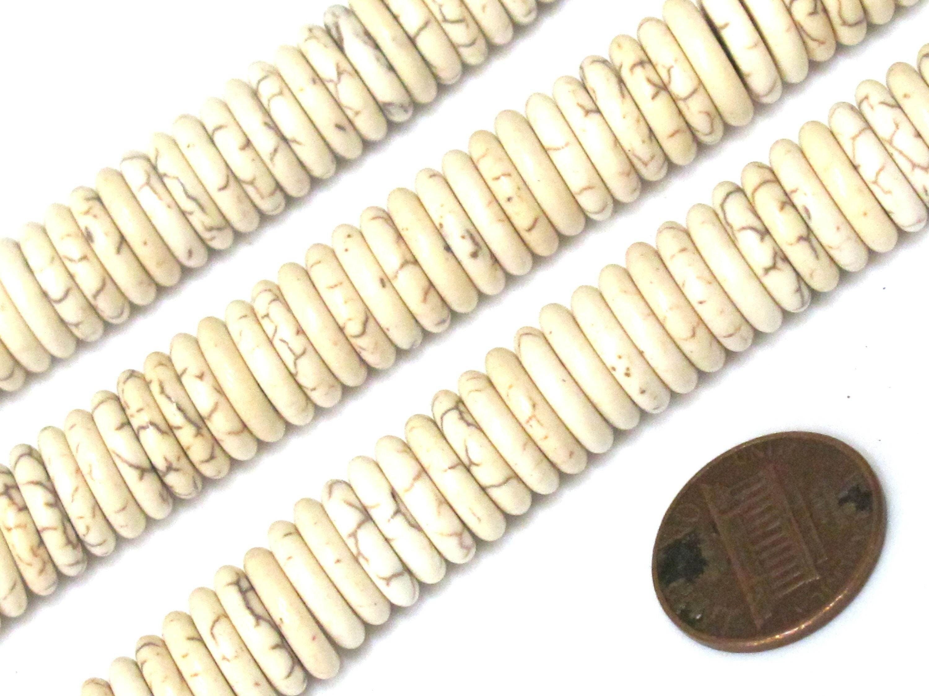 20 Beads - White cream color howlite rondelle flat disc heishi rondelle beads 12 mm size - GM437