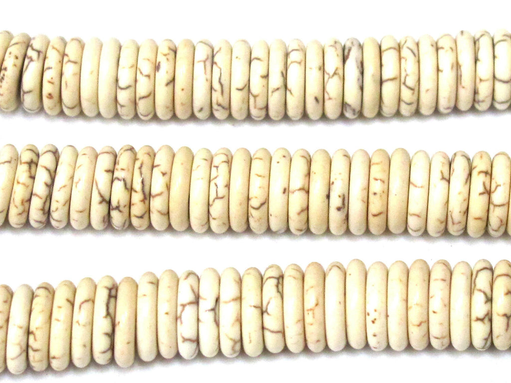 20 Beads - White cream color howlite rondelle flat disc heishi rondelle beads 12 mm size - GM437